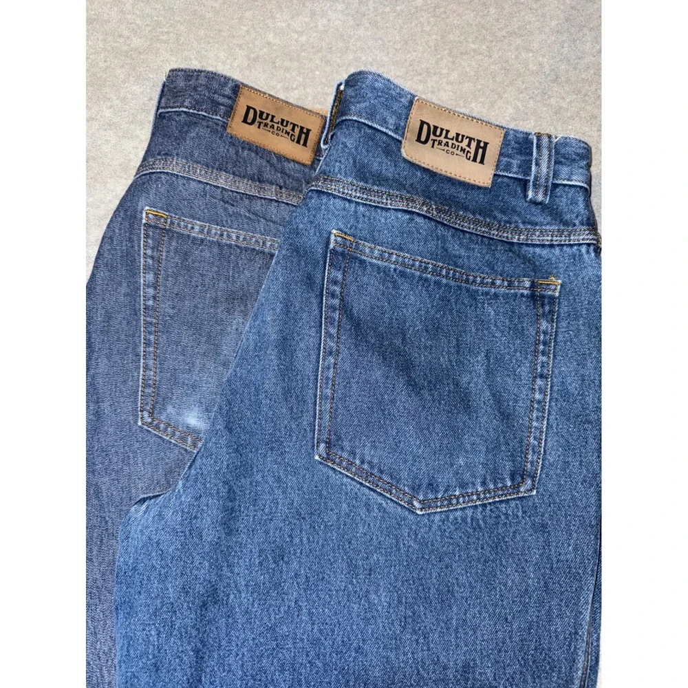 2 Duluth Trading Co Ballroom Jeans Mens 34x32 Blue Denim Straight Leg Work Pants